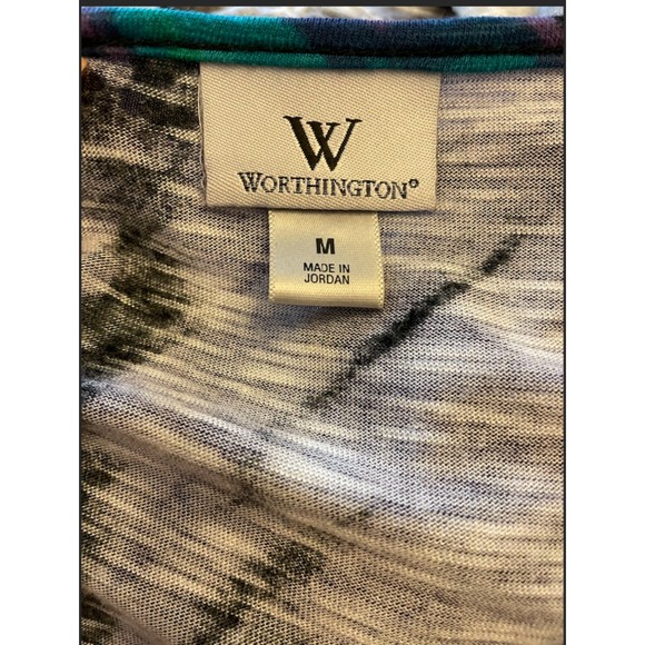 Worthington Multicolor Cold Shoulder Top Sz M - Picture 5 of 6